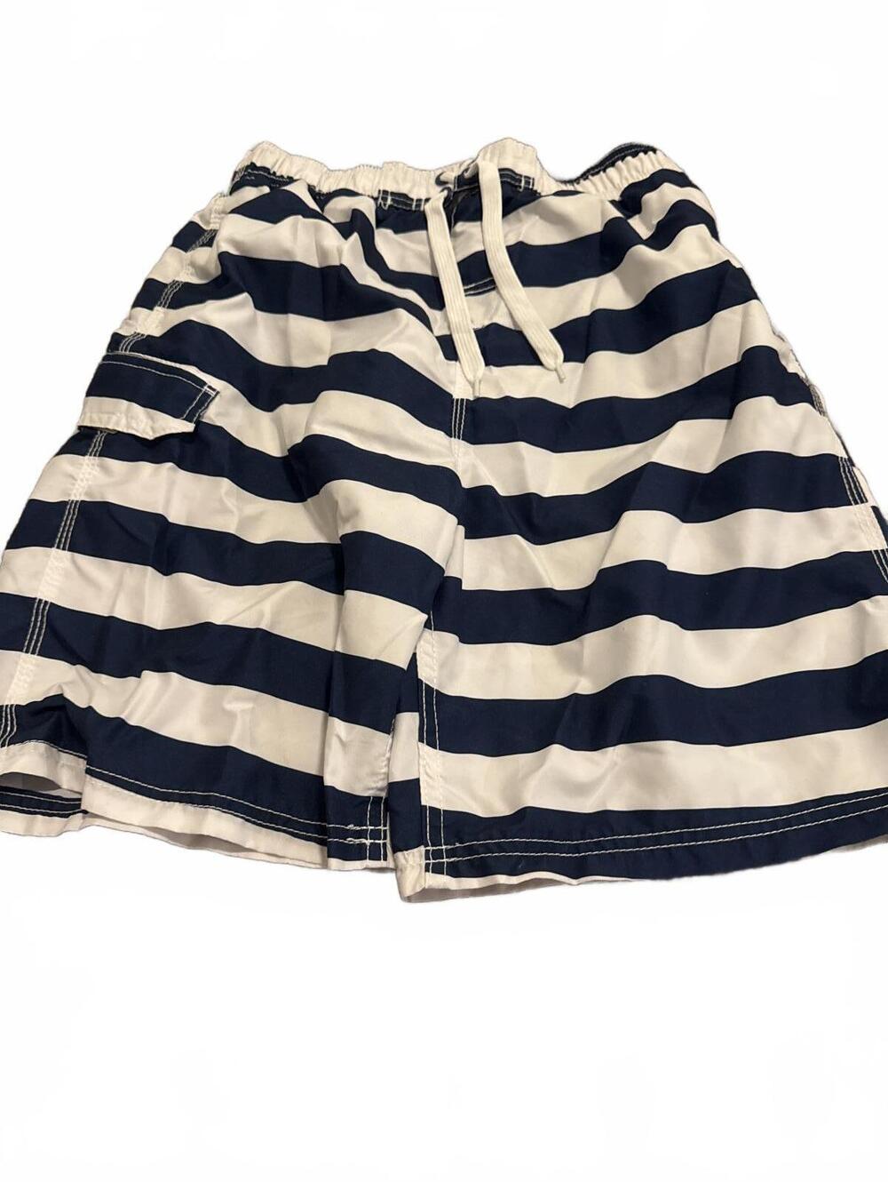 Kanu Surf Boys XL Blue White Striped Swim Trunks